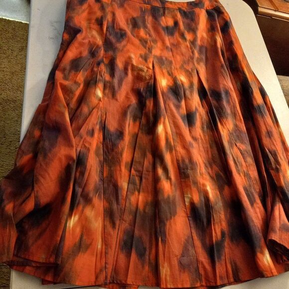 Coldwater Creek Abstract Orange/Red/Purple/Brown Maxi Skirt - Picture 1 of 8